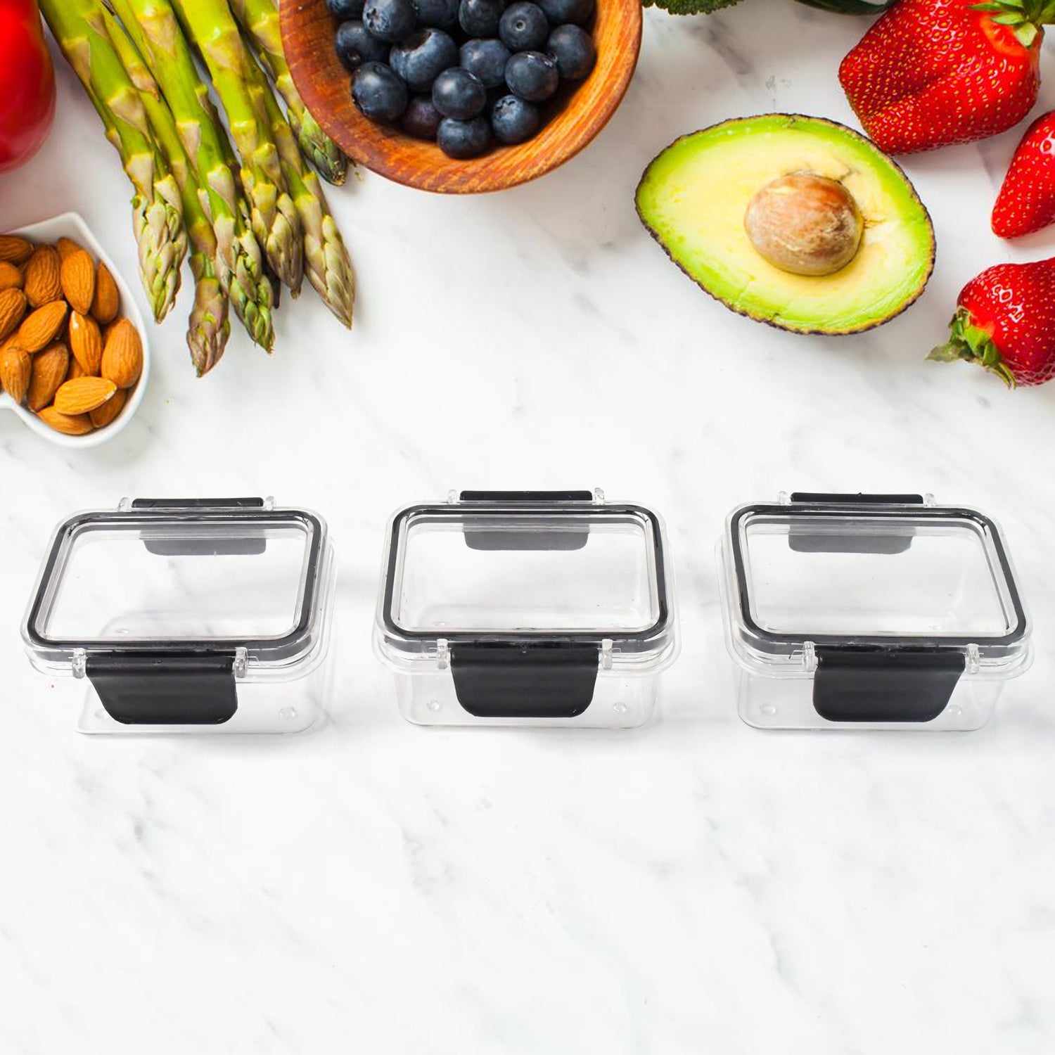 Kitchen Storage Container With Air Seal Lock Lid (3 Piece Set  250 Ml) Kitchen Storage Container With Air Seal Lock Lid (3 Piece Set  250 Ml)